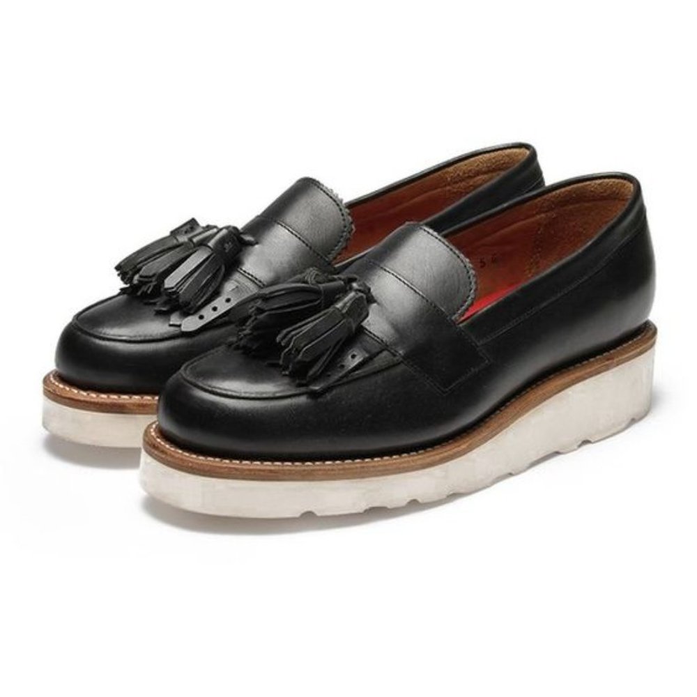 Black chunky platform loafers 9